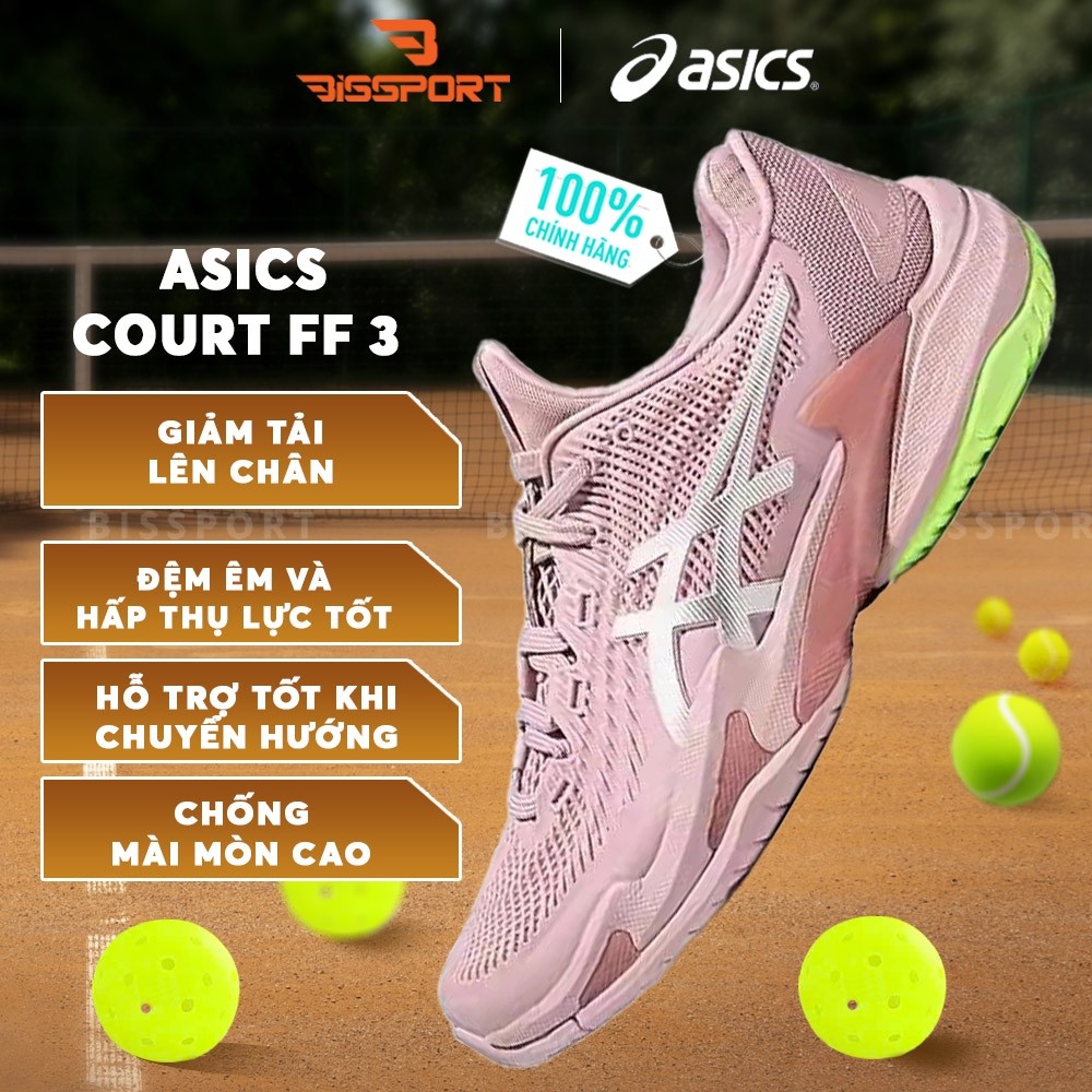 Giày Tennis/Pickleball Asics Asics Court FF3 Chính Hãng - Hồng Phấn - Êm Ái, Ổn Định - Giảm Chấn - B