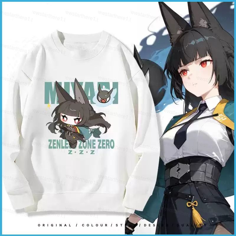 Áo dài tay unisex phong cách anime Hoshimi Miyabi từ Zenless Zone Zero