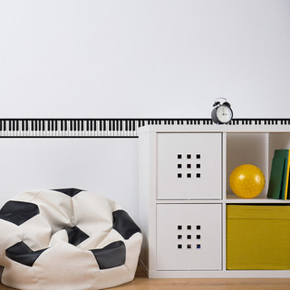 Decal dán tường Hình Đàn piano Trắng Đen 3d 200cm