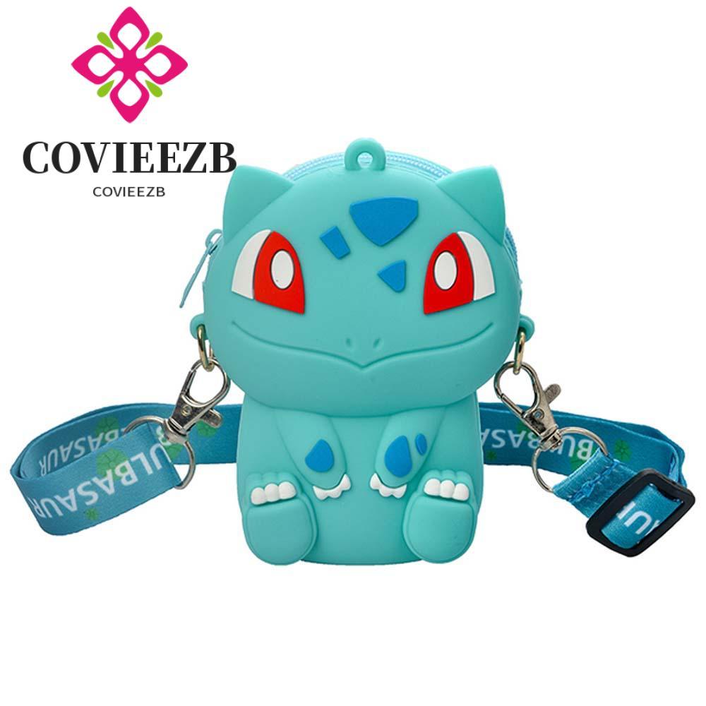 COVIEEZB Pokemon Go Ví đựng tiền xu Silicon Eevee kawaii Túi đựng tai nghe Túi đeo vai trẻ em