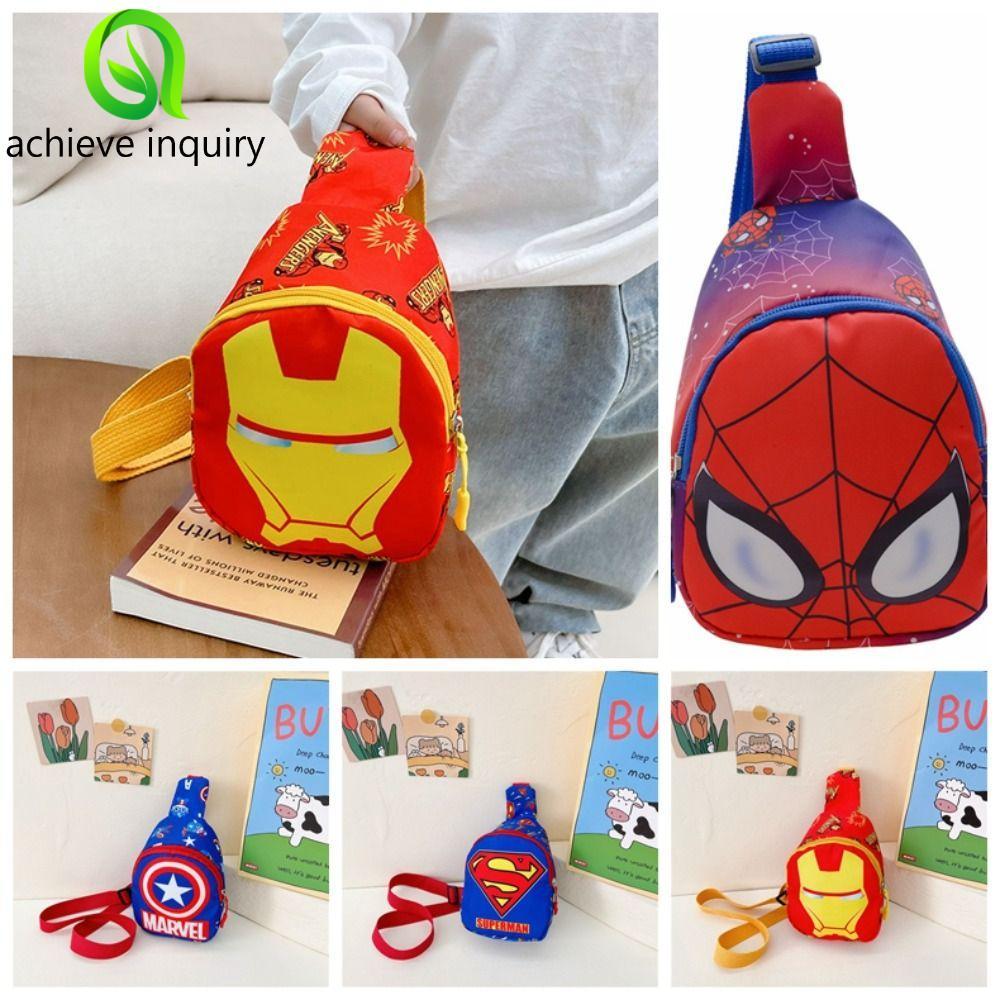 ACHIEVE YÊU THÍCH Túi đeo ngực trẻ em Marvel, In hình Marvel Series Phim hoạt hình trẻ em, Túi đi họ