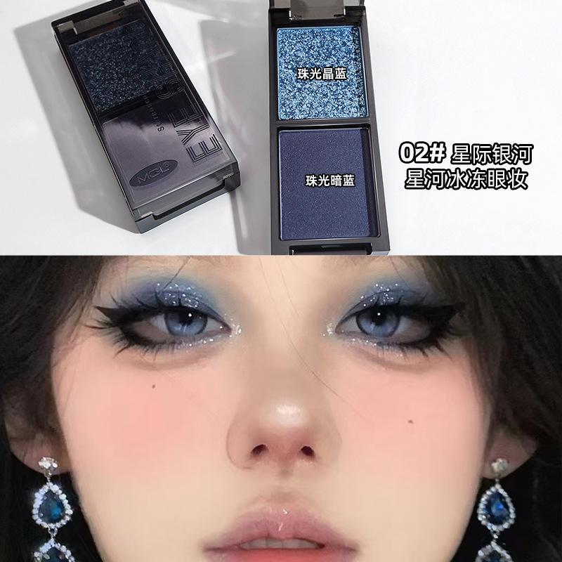 Spot Goods#Cool Pink and Ink Two-tone Eyeshadow Palette with Pearlescent and Matte Shades in Dark Go