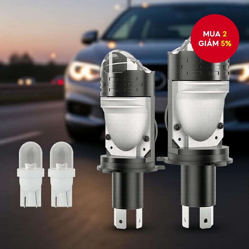 H4 Bi-Led Mini Projector Lens Bóng đèn pha ô tô Chùm sáng cao thấp Lái xe thích ứng Cắm & Chạy 6000K