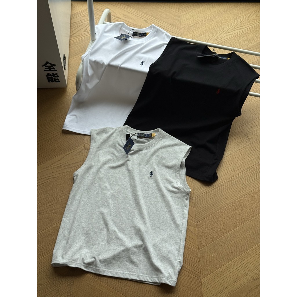 48DP RL* Pony Embroidery logo Sleeveless Vest Summer Unisex Round Neck Pullover Vest