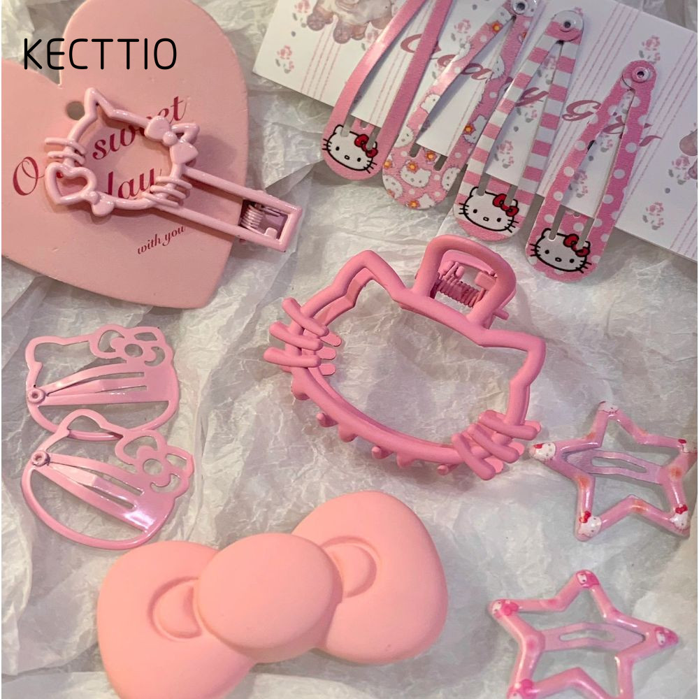 KECTTIO KT Cat Collection Kẹp tóc, Sanrio Pink Kawaii Hello Kitty BB Clip, Bangs Clip Phụ kiện tóc t