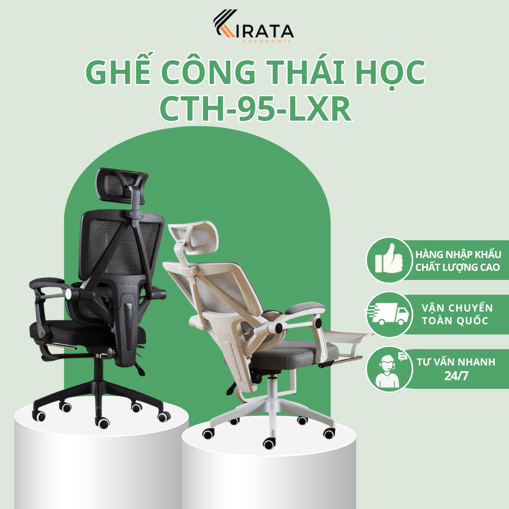 Ghế Công Thái Học CTH-95-LXR  , Ghế Chơi Game Hỗ Trợ Tuyệt Đối Ngả Lưng 125 độ Gác Chân Tiện Lợi Lưn