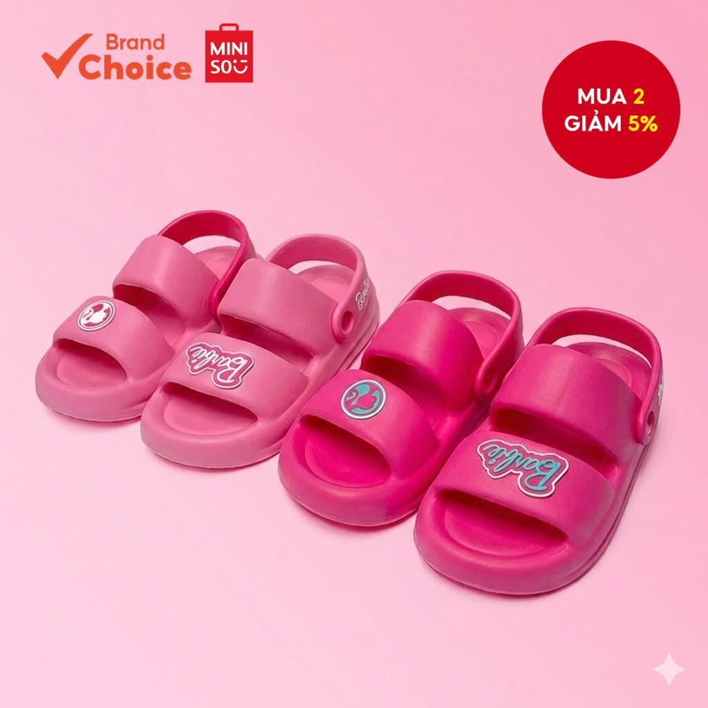 MINISO  Bộ sưu tập Barbie Sun-Shine - Dép lê Cozy & Fashion & Slip-on (Hồng Fuchsia & Trắng) 26cm × 