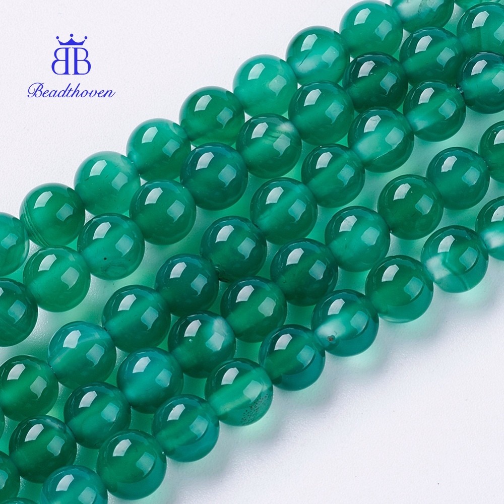 Sapphire Onyx Mã Não màu xanh, hạt tròn 6mm, lỗ 1mm - 62 viên/sợi, chiều dài 14,8 inches