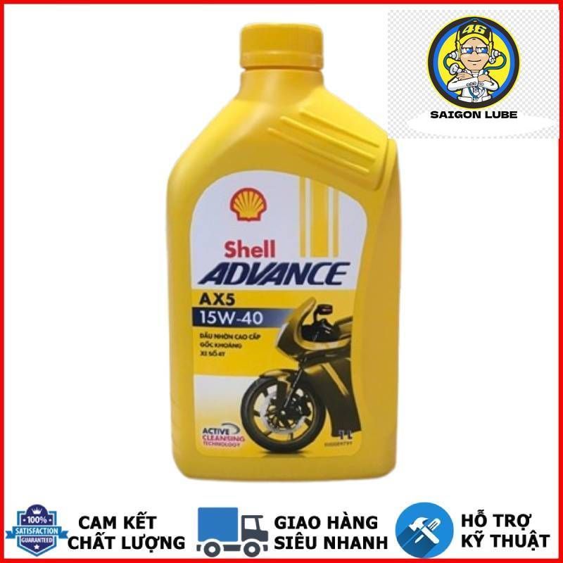 Nhớt Shell Advance AX5 15W40 dành cho xe số, shell vàng 15w40