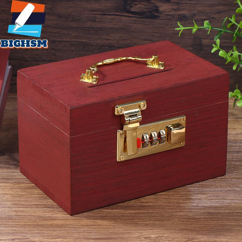 [BIGHSM] Hộp Gỗ Mật Khẩu Lo Tiết Kiệm Tiền Hộp Đựng Tiền Xu Heo Đất Tổ Chức Với Lo Hộp Kho Báu Cho T
