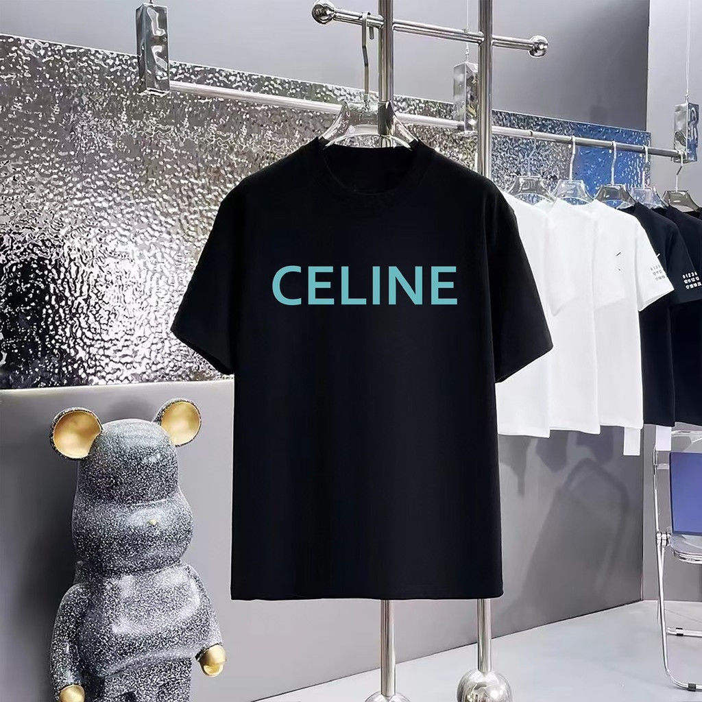 Celine Áo Thun Nam Ngắn Tay Phong Cách Mới Đầu Xuân,Slim-Fit Cổ Tròn, Hợp TrendSQEF