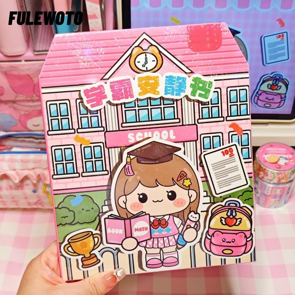 FILEWOO Miếng dán sách yên tĩnh, Sách dán hoạt hình PET, Sách dán thủ công giáo dục dành cho trẻ em
