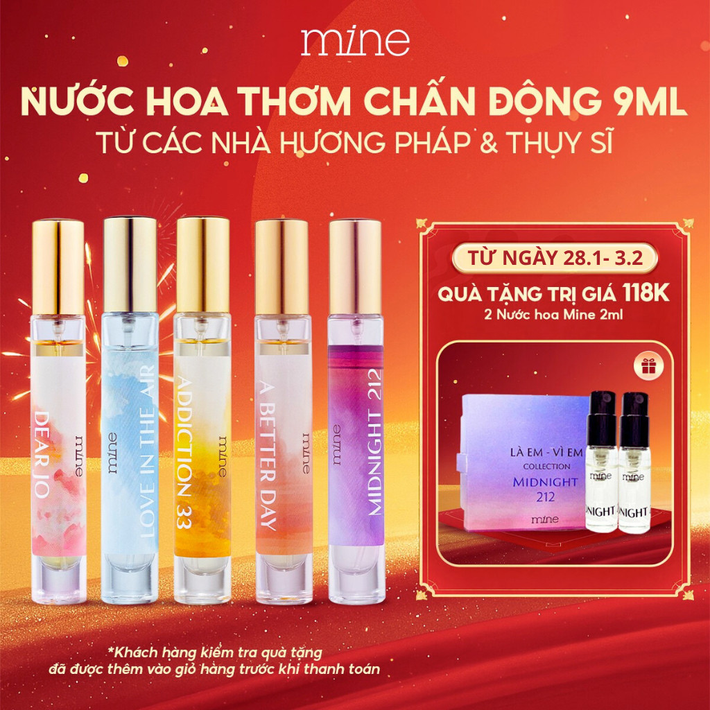 Nước Hoa Mine 9ML Hương Thơm Ngọt Ngào, Quyến Rũ, Tiểu Thư,Sang Chảnh, Nữ Tính Lưu Hương Suốt 8H