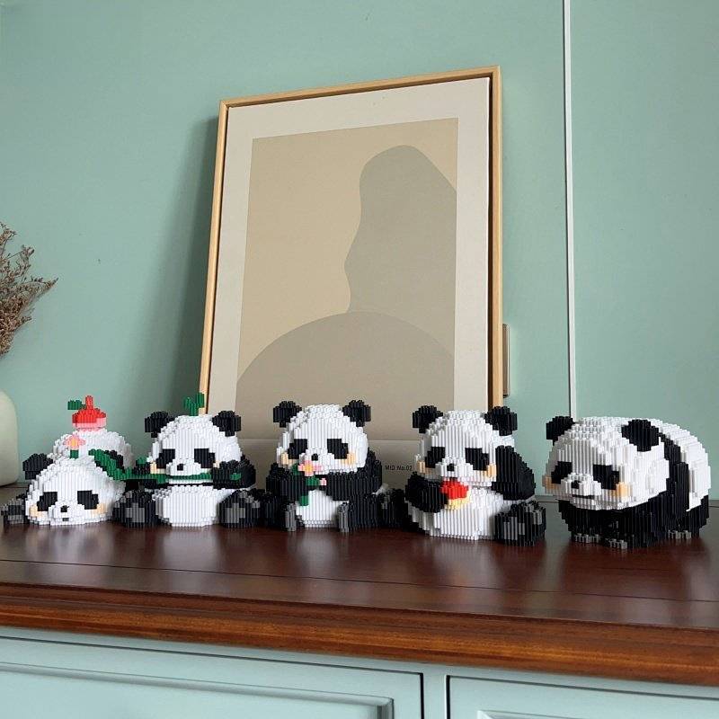 National Treasure Panda Flower Toy Hand-Assembled Children's Puzzle High Difficulty Building Blocks 