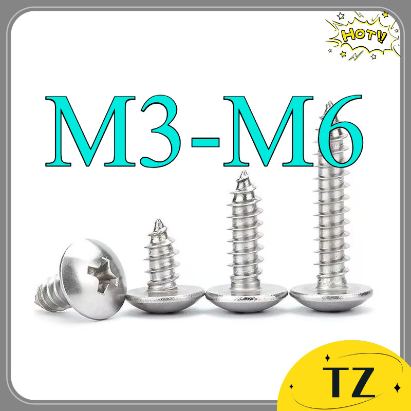 Vít răng thưa Vít bắn gỗ đầu dù Thép không gỉ 304 Cross Screw Nails Đầu Flat tự khai thác M3 / M3.5 