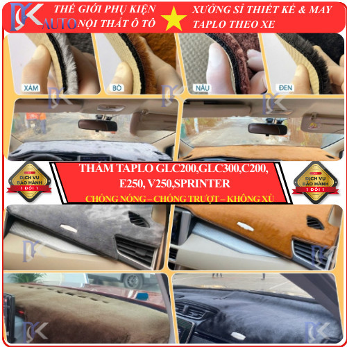 [GLC200,GLC300,C200, E250, V250,Sprinter]Thảm taplo MERCEDES da nhung tuyết 3 lớp chống nắng cao cấp