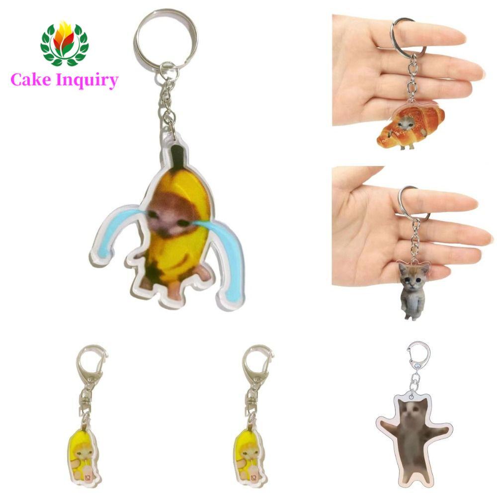 SAHRAI Happy Banana Cat Móc khóa, Ba lô Banana Cat Charm Banana Cat Dây chuyền điện thoại di động, M