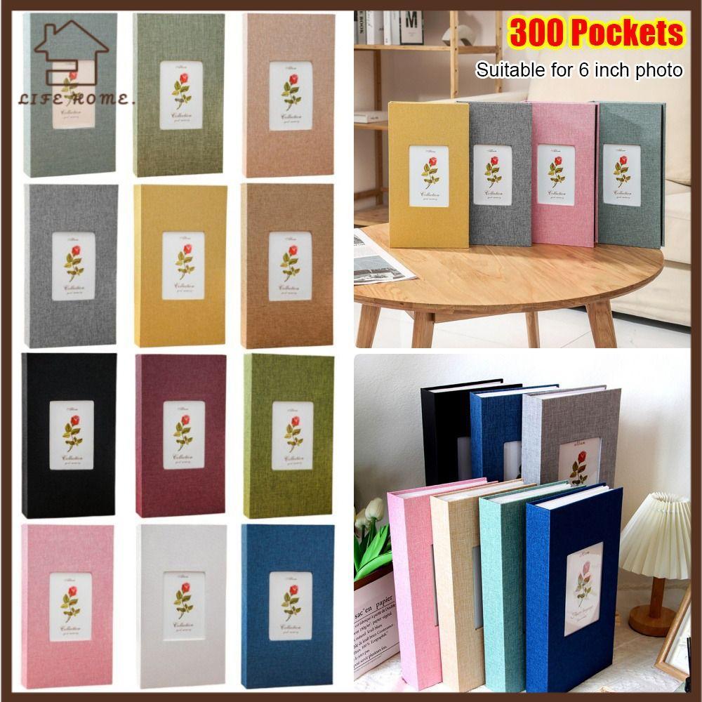 YELGIRL 1 Album Ảnh Vải Lanh, Sách Bảo Quản Ảnh Loại 6 inch Slip-in, Album Ảnh 300 Túi Bền Đẹp Cho Ả