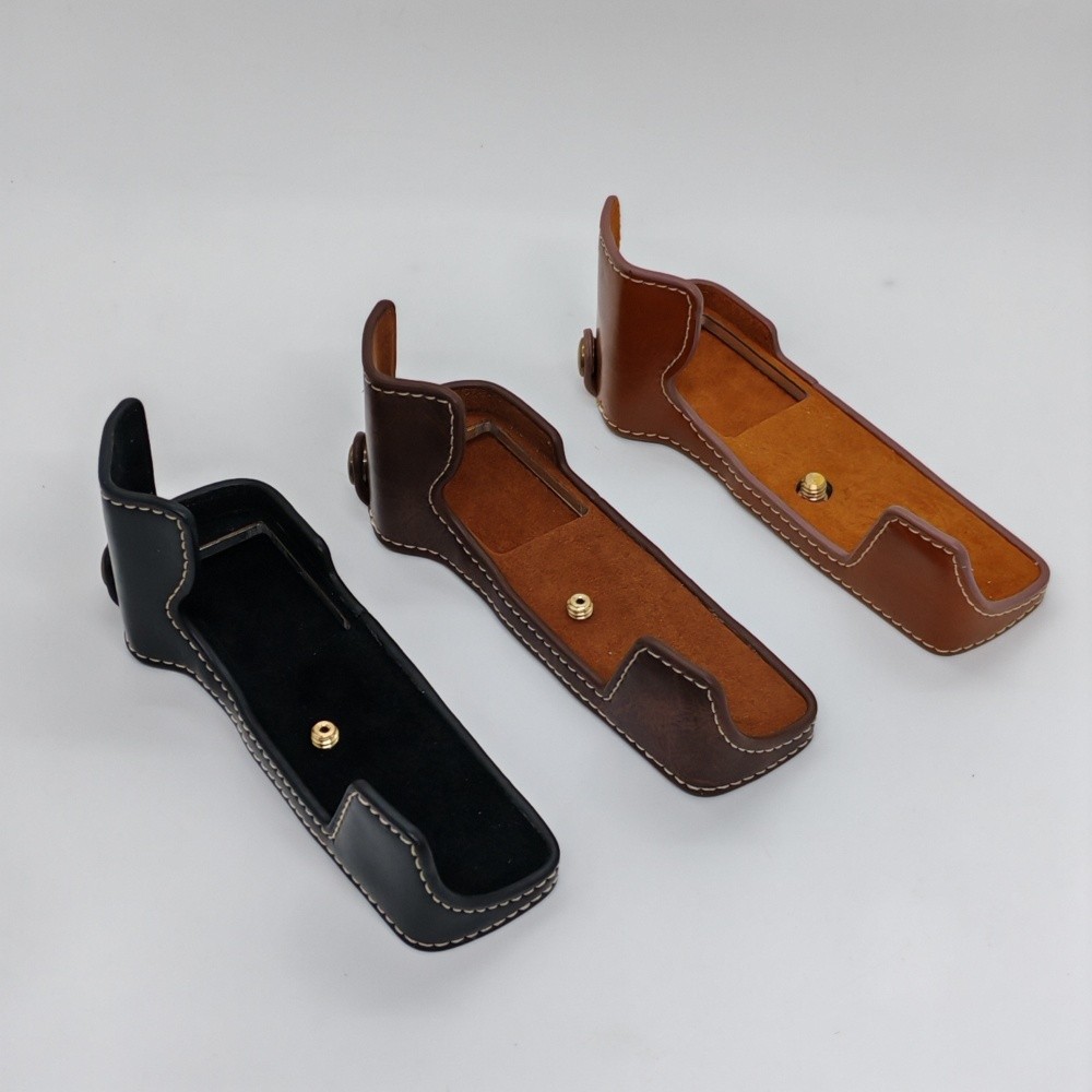 Bao Da PU Máy Ảnh Dành Cho Olympus E-M5 Mark III EM5III em5 mark 3 Túi Nửa Thân Bảo Vệ Đáy Pin Mở