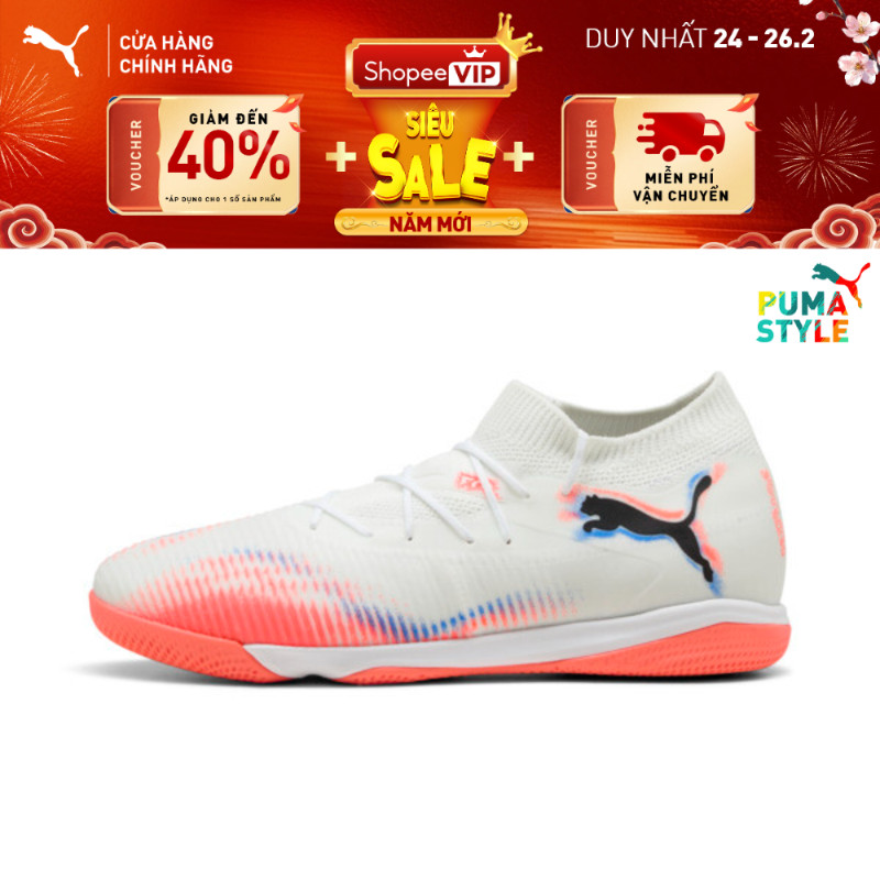 Giày Đá Banh PUMA Unisex FUTURE 8 MATCH IT White-Black-Glowing Red Màu Trắng