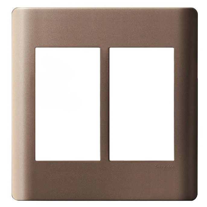 (Freeship) Mặt cho 6 thiết bị size S màu trắng/đồng dòng ZenceloA - Schneider Electric - A8401L_WE_G