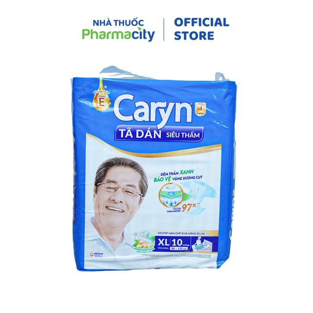 Tã dán siêu thấm cho người lớn Caryn size XL (Gói 10 miếng)
