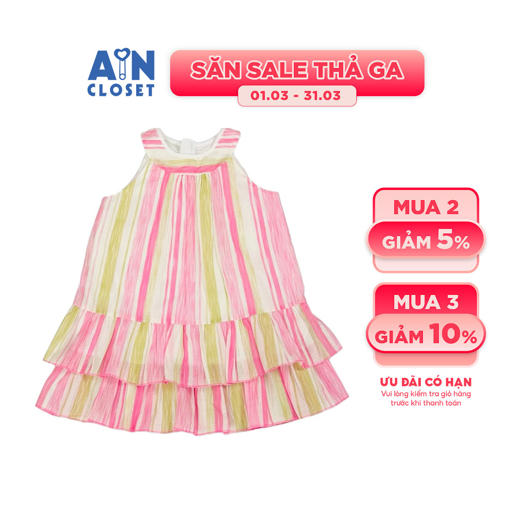 Đầm bé gái họa tiết Kẻ Hồng đũi tơ - AICDBGRUUTME - AIN Closet