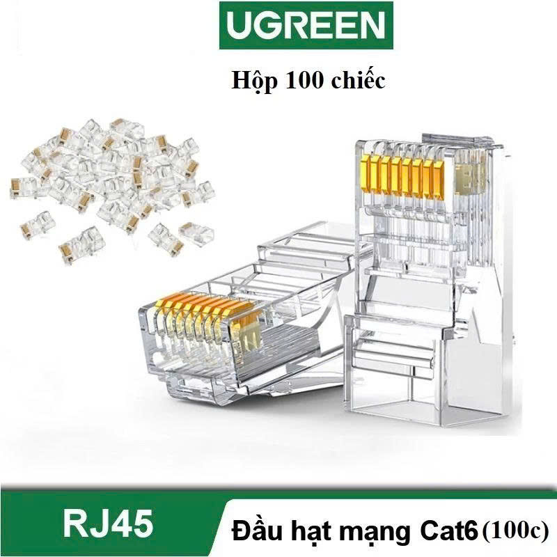 Ugreen Combo 100 Hạt mạng RJ45 Cat6 Ugreen 60558 NW 120 100 chiếc chân đồng nhựa trong suốt