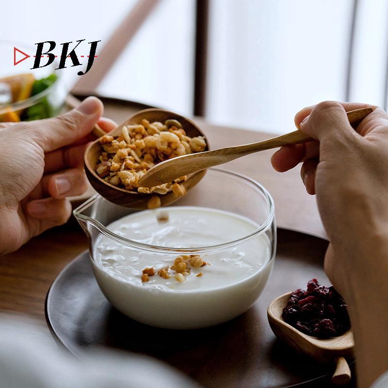 [KJ] Bát trà trong suốt 350 / 600ml có vòi Bát Salad Matcha Nhật Bản hai lớp [Mới]