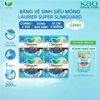 Combo 4 Băng Vệ Sinh Laurier Ban Đêm Siêu Mỏng 1mm 35cm 8 Miếng