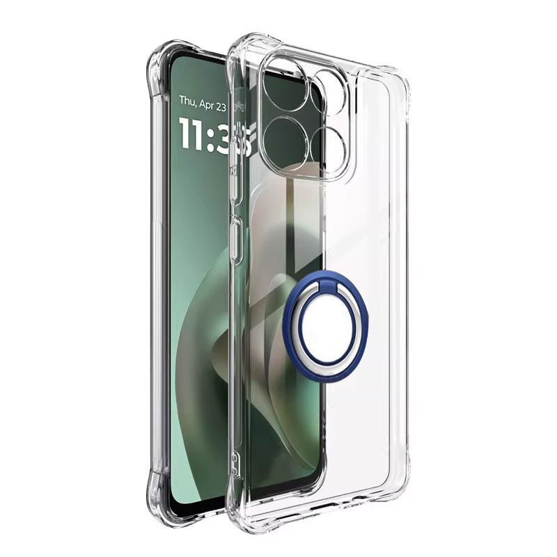 Nhẫn Từ Tính Đứng Dành Cho Motorola G77 G67 Trong Suốt Silicon Mềm Chống Sốc Ốp điện thoại Cho Moto 