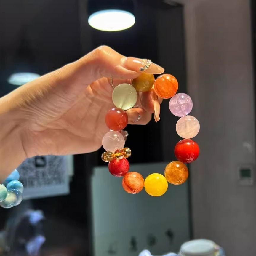 Zhuzhu Vòng tay đa năng đầy màu sắc Năm nữ Vòng tay đào may mắn Pha lê với quà tặng hạt Zhuzhu Vòng 