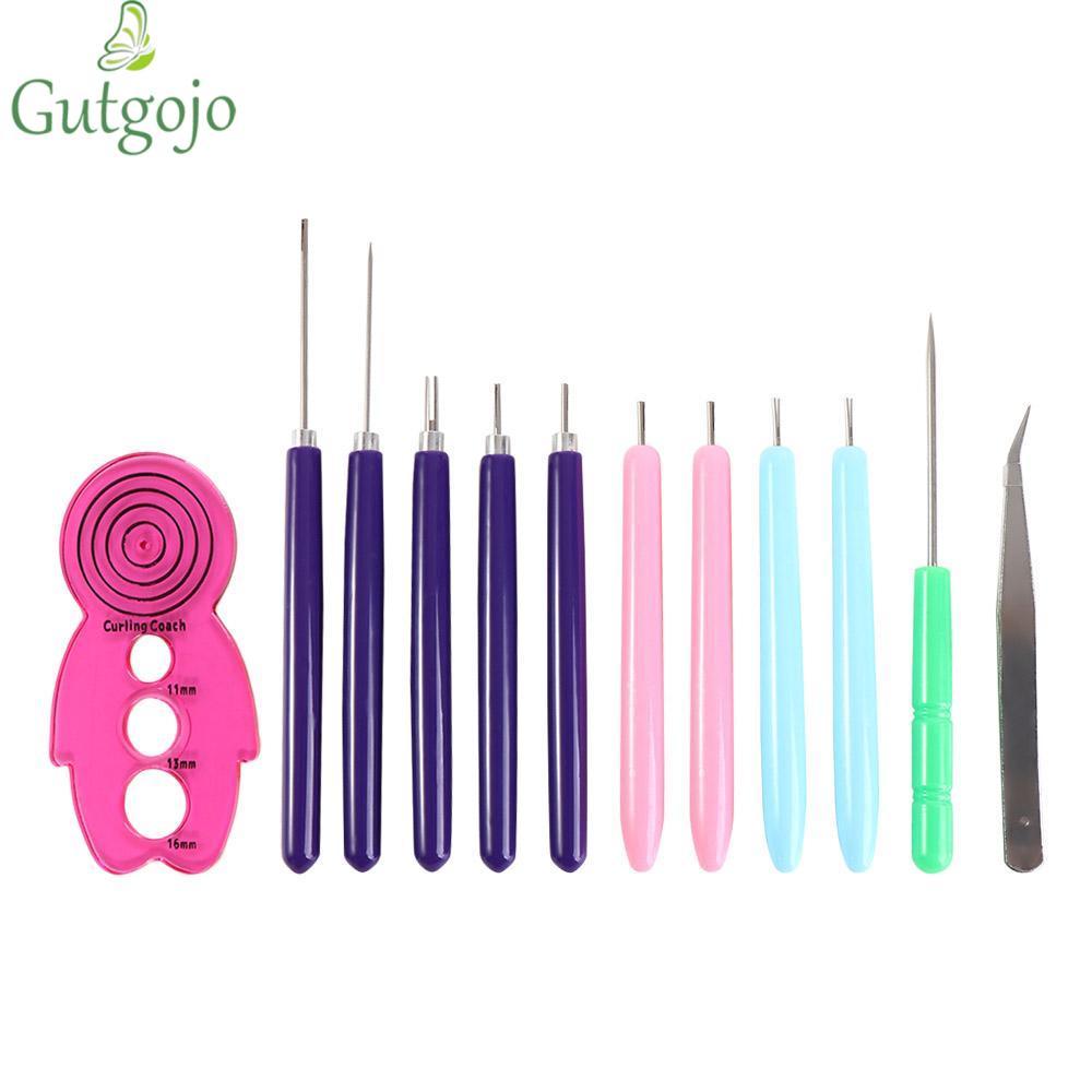 GUTGOJO 12 Bộ Kim Quilling, Dụng Cụ Quilling Nhiều Kích Thước Có Rãnh Giấy Quilling, Giấy Thực Tế Th