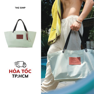 Túi Tote oversize màu xanh phối da The Simp | ss5 Weekend Nylon Tote Bag
