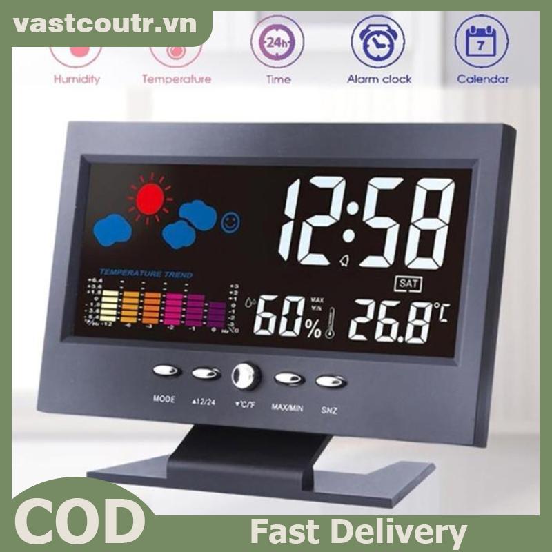 COUTR Màn hình màu LCD Kỹ thuật số Balight Báo động báo động Clo Trạm dự báo thời tiết VN