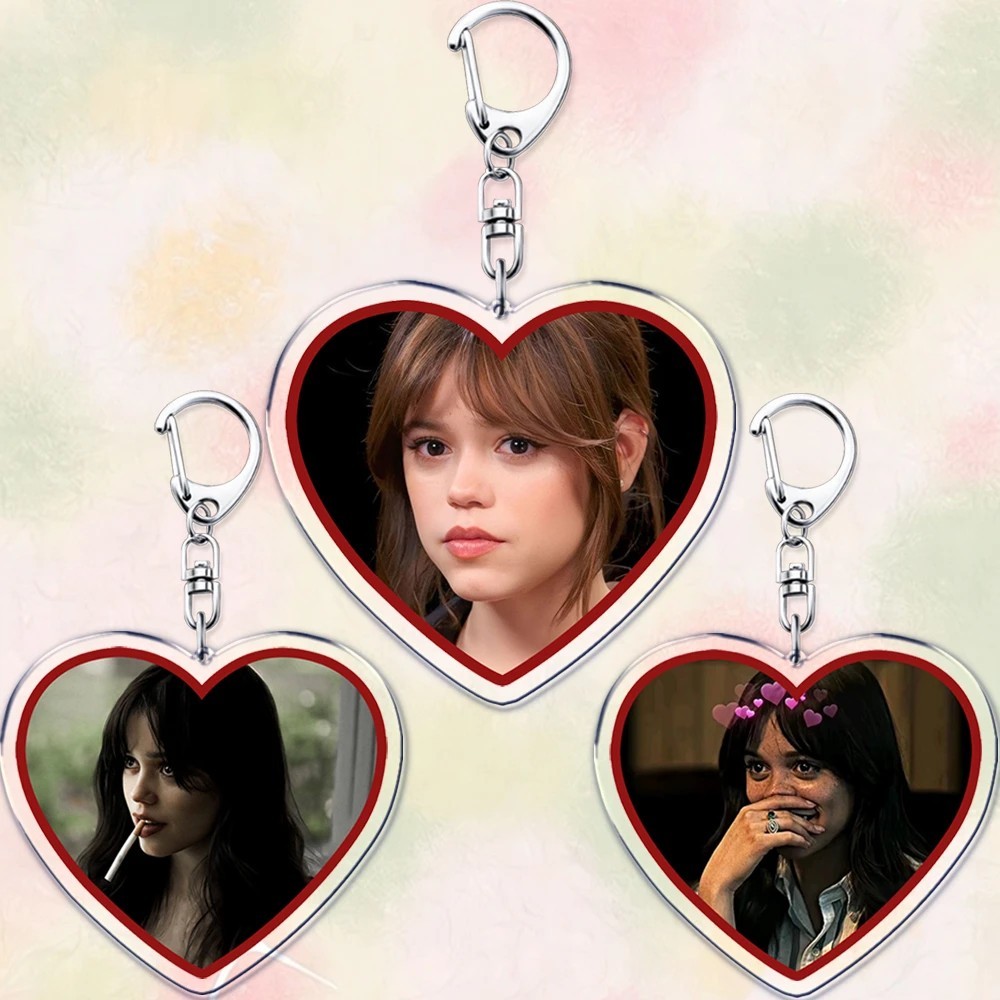 Móc khóa Jenna Ortega Wednesday hình trái tim I Love My Girlfriend trang trí balo túi xách mica acry