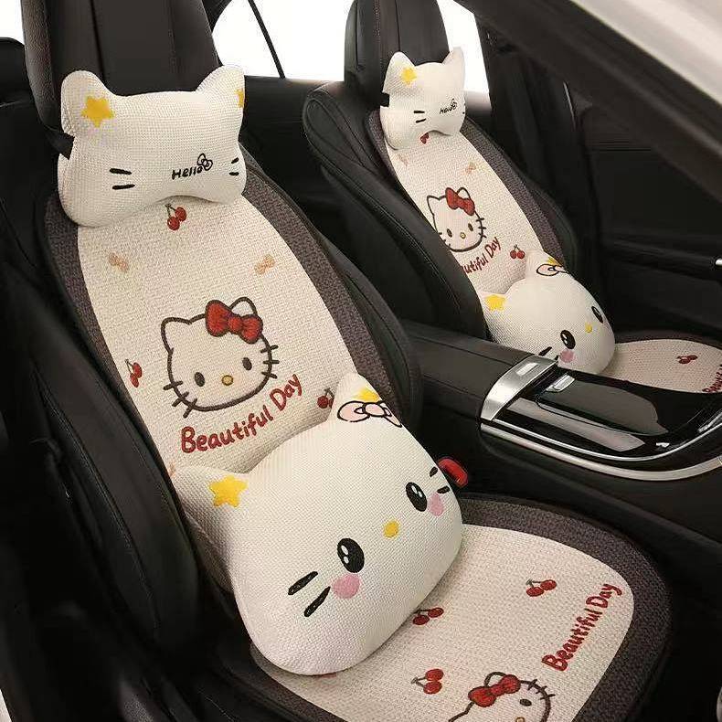 Car Seat Cushion Four Seasons Universal Summer Women's Seat Cushion Hellokitty Seat Cover Single Mai