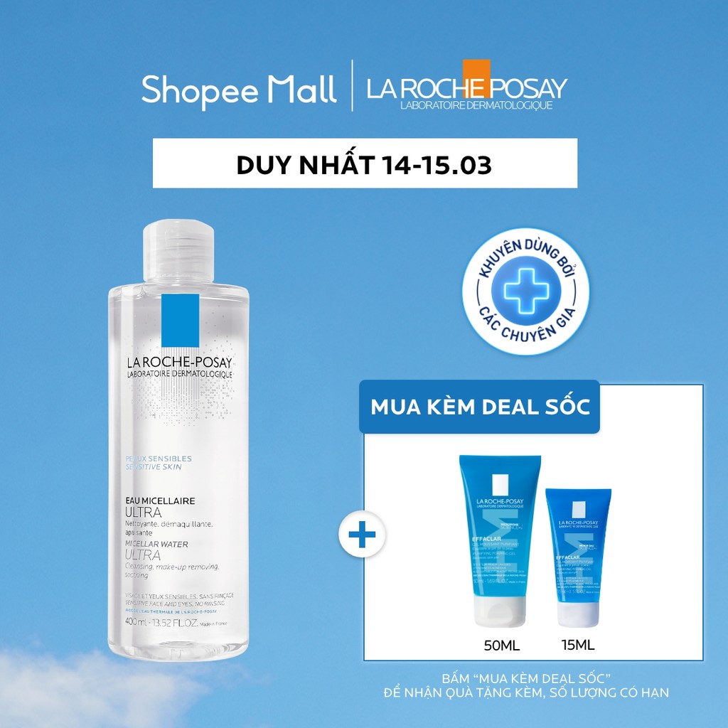 Nước tẩy trang làm sạch sâu cho da nhạy cảm La Roche-Posay Micellar Water Sensitive Skin 400ml