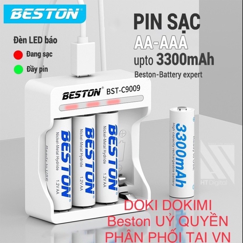 Sạc nhanh Beston C9009  - C9010 beston - Pin sạc Beston 1.2V pin tiểu AA Pin đũa AAA - Bh 12 Tháng