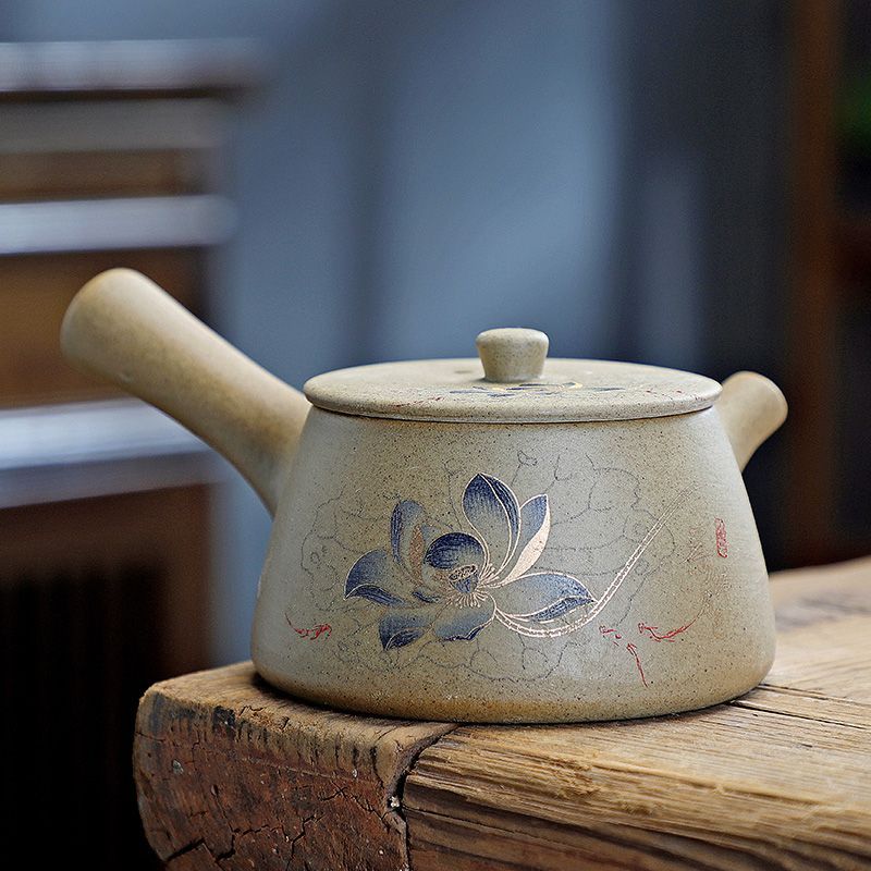 [Bộ Trà Cao Cấp] Bộ Đồ Đá Ấm Trà Kung Fu Phụ Kiện Nồi Đất Sét Tím Cũ Tay Cầm Retro Nồi Văn Phòng Hộ 