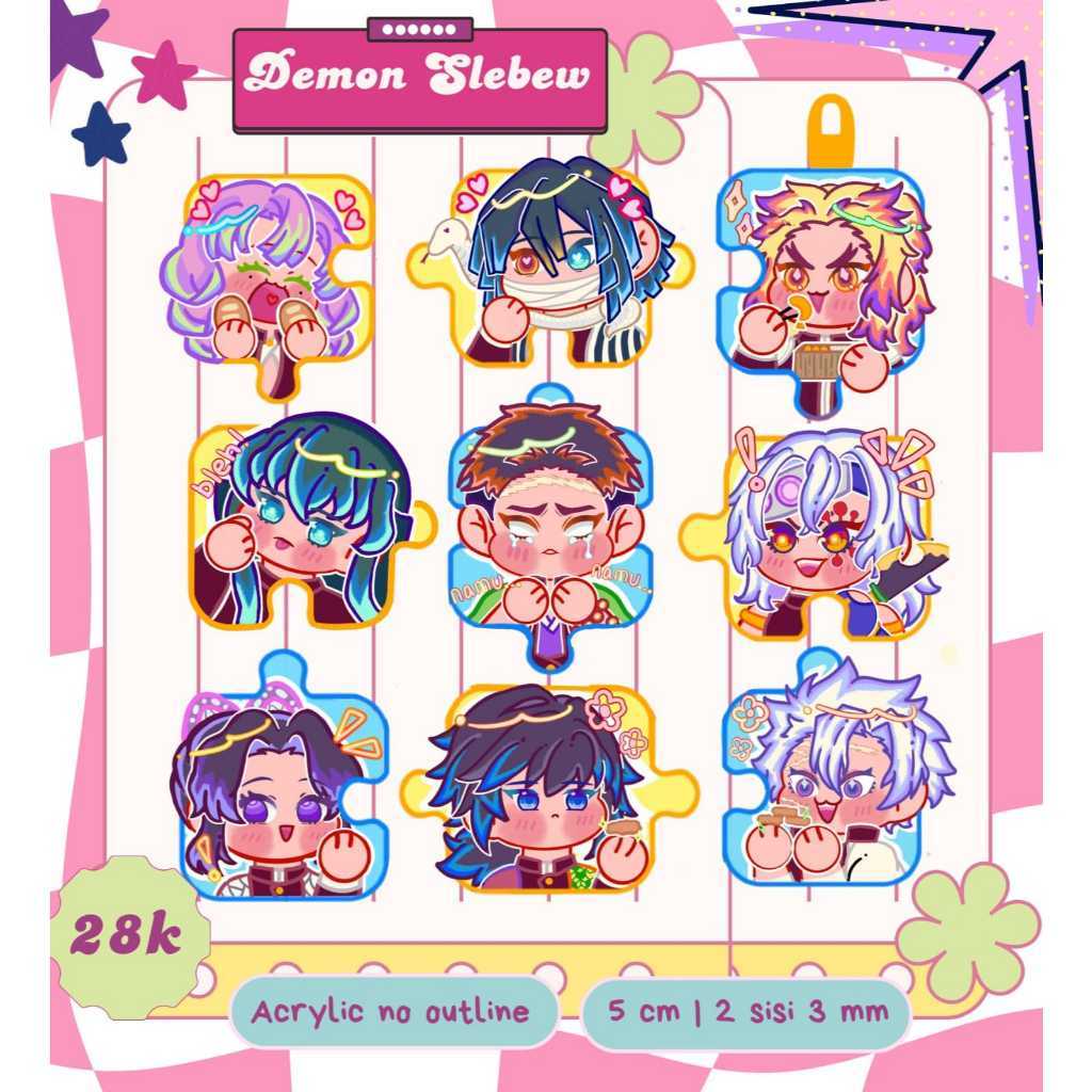 Gantungan Kunci Puzzle Couple Demon Slayer | Mitsuri Obanai Sanemi Giyuu Shinobu