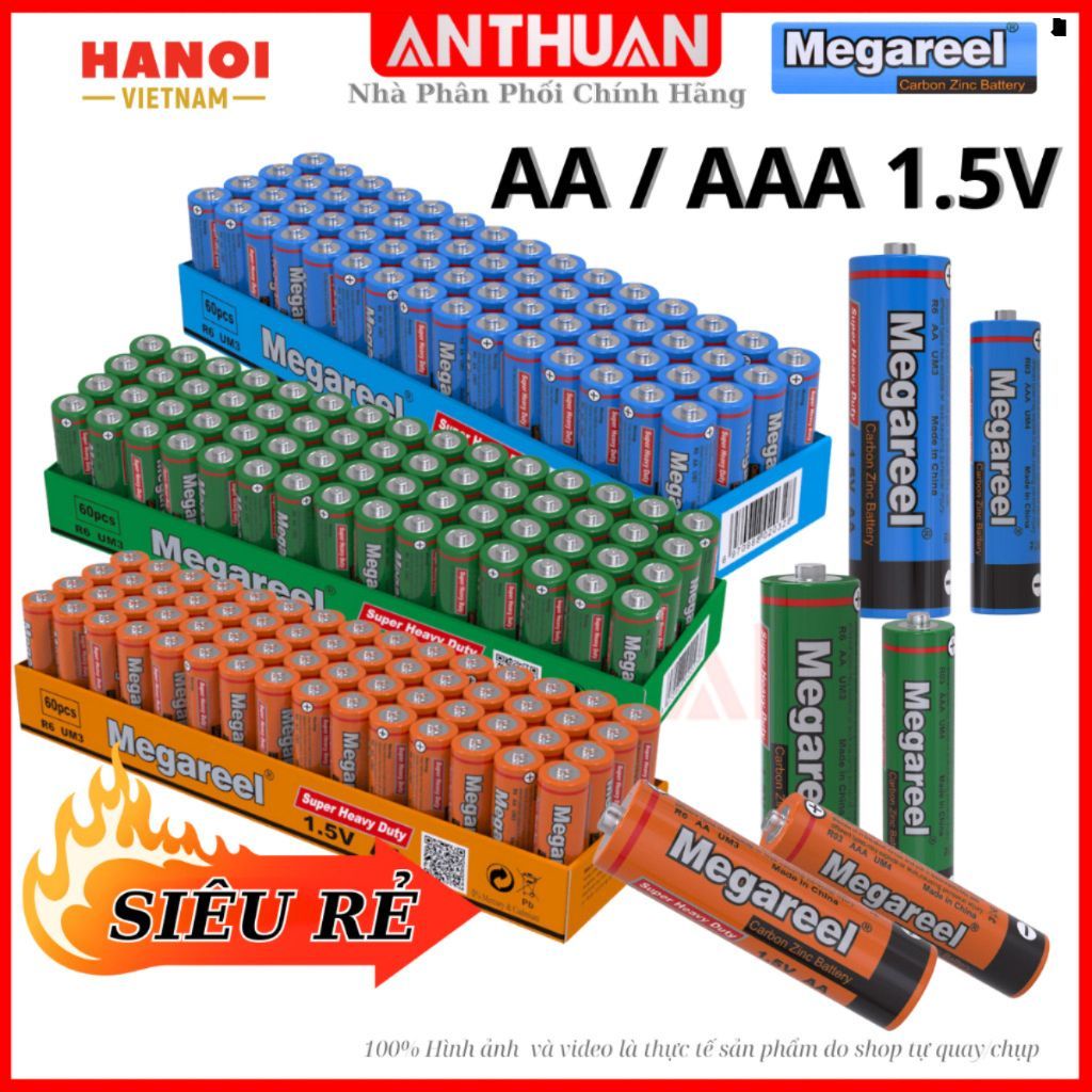 Hộp 60 viên Pin Tiểu Đũa Pin AA / AAA Carbon R6 / R03 Megareel / SealPower 1.5V 2A 3A giá tốt.