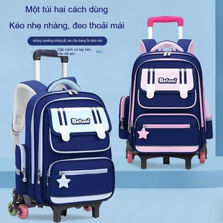 Cặp sách thanh kéo mẫu mới 26 ba lô dung tích lớn cho học sinh tiểu học lớp 1, lớp 1, lớp 3 đến lớp 6