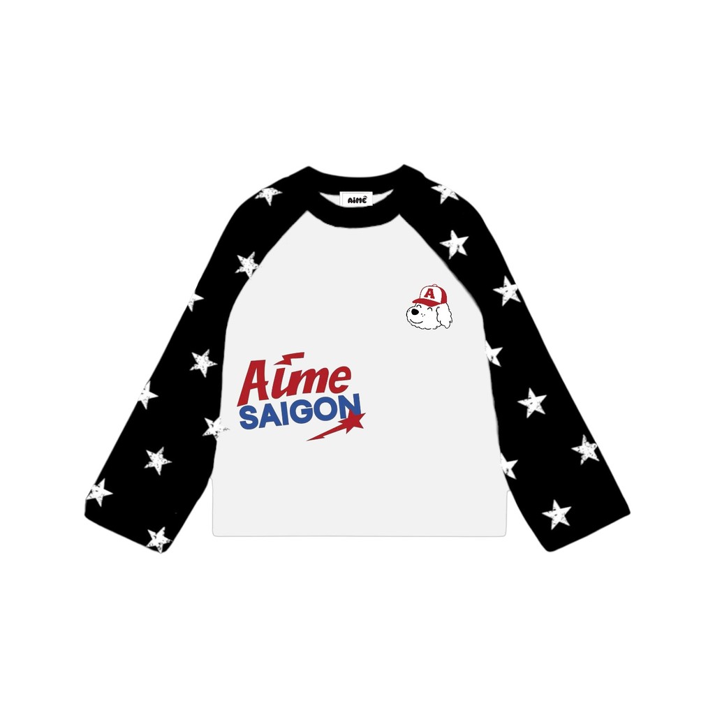 [Ver5] Áo Thun Tay Dài Raglan Phối Borip NGÔI SAOxCotton Long Sleeve Boxy AIMÉ Form Rộng Cổ Tròn Unisex Nam Nữ Áo Mùa Hè | BigBuy360 - bigbuy360.vn