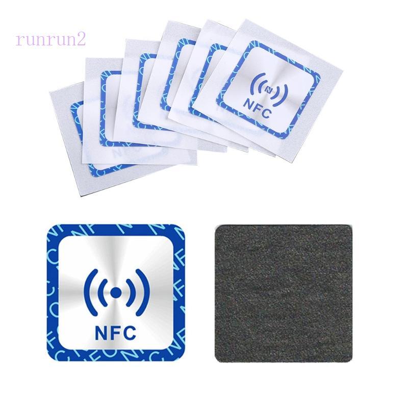 RUNRUN Bộ 6 Miếng Dán Ntag213 Chống Kim Loại NFC Ntag213 Nhãn Dán Thẻ Vuông NFC