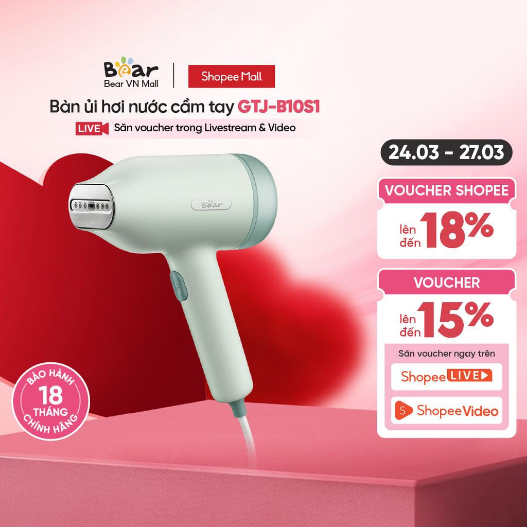 Bàn ủi hơi nước cầm tay Bear GTJ-B10S1 - Hàng chính hãng - Bảo hành 18 tháng