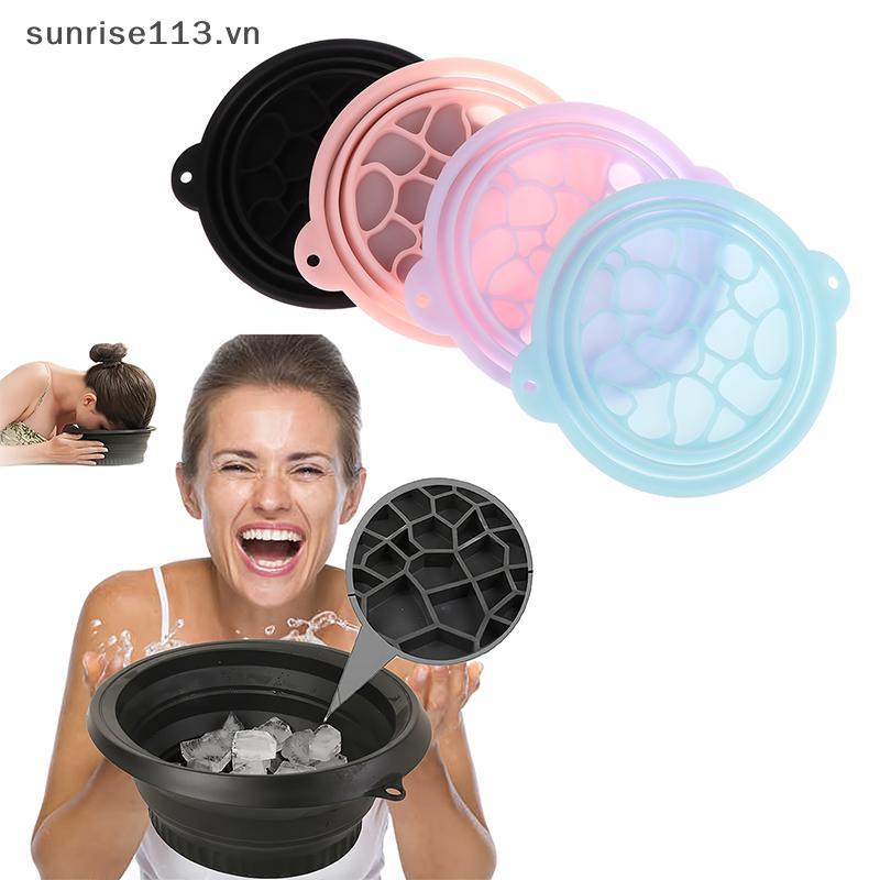 SR Beauty Có Thể Gập Lại Mặt Ice Bath Bowl Facials Plunge Wash Basin Silicone Di Động Du Lịch Tại Nh