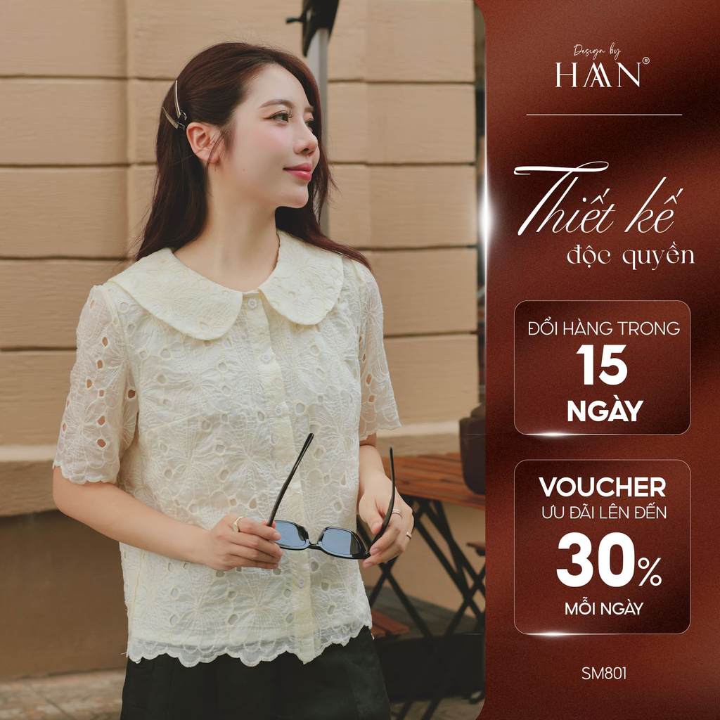 Áo Sơ Mi Kiểu Nữ Thiết Kế Cổ Sen Dịu Dàng, Chất Liệu Thô Boi Mềm Mát HAAN Design SM801