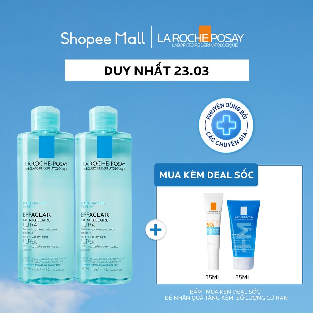 Bộ đôi nước tẩy trang cho da mụn, da dầu nam & nữ La Roche-Posay Efffaclar Micellar Water 400ml | BigBuy360 - bigbuy360.vn