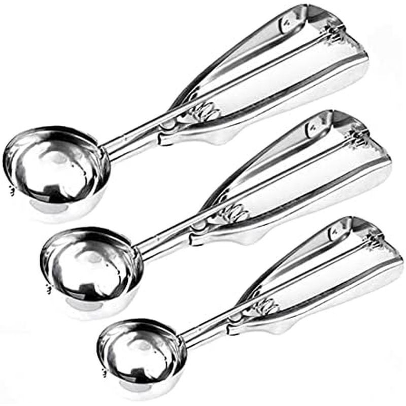 Muỗng Bánh Quy Cho Bộ 3, Muỗng Kem Inox, 1 Tbsp / 2 Tbsp / 3 Tbsp Cookie Dough Scoop Cho Cookie Cupc